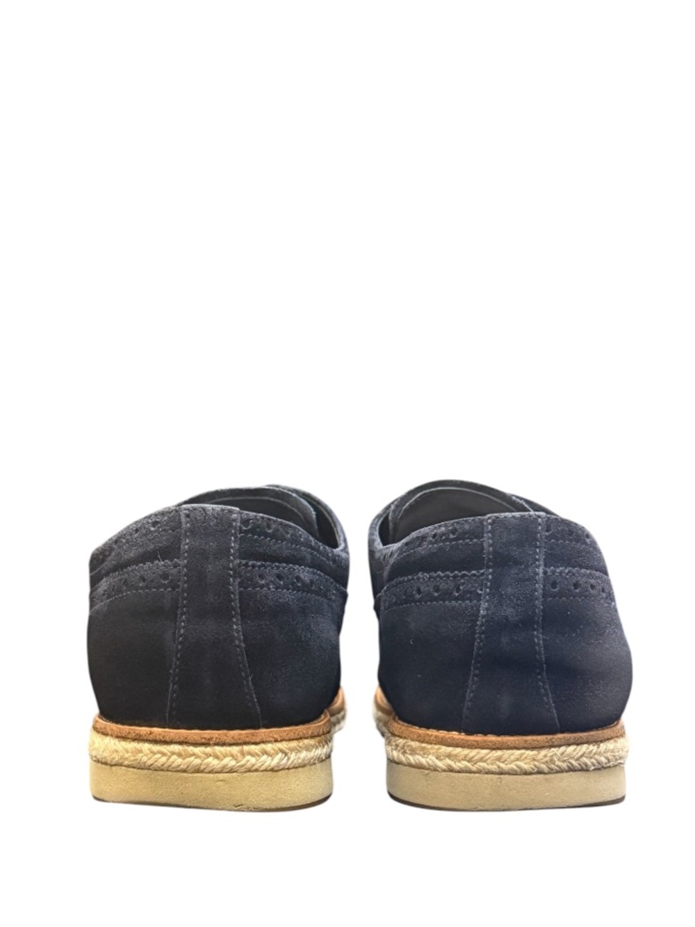 PRADA - BLUE TAN SUEDE LEATHER ESPADRILLES OXFORD DRESS SHOES - Picture 7 of 12